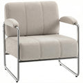 Soft Chenille Living Room Armchair and Bedroom Chair, Beige