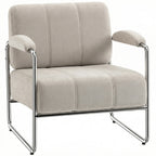 Soft Chenille Living Room Armchair and Bedroom Chair, Beige
