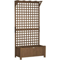 Outsunny Garden Planter with Trellis for Climbing Plants in Fir Wood, 90x45x183 cm, Brown