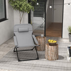 Folding and Reclining Garden Chair on 4 Levels, in Steel and Polyester, 69x91x96 cm, Black Gray - Borgè