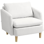 Modern Fabric Living Room Armchair with Wide Seat and Thick Padding, 90x86x91 cm, Cream