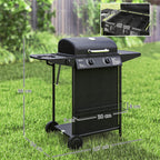 Gas Barbecue with 3 Independent Burners and Lid with Thermometer, 108x54x97 cm, Black