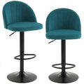 HOMCOM Set of 2 Bar Stools, Modern Swivel Barstools with Footrest, Blue