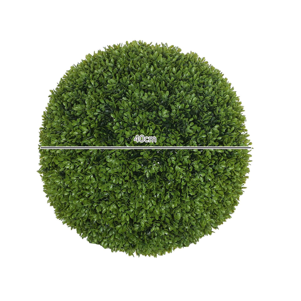 HOMCOM Set of 2 Artificial Boxwood Plants in PE, Ø40 cm, for Indoor and Outdoor Use, Green
