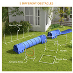 Pawhut Set Agility Dog 7 pieces with whistle and transport bag, plastic and ABS, 89x69x99 cm, blue orange white - Borgè