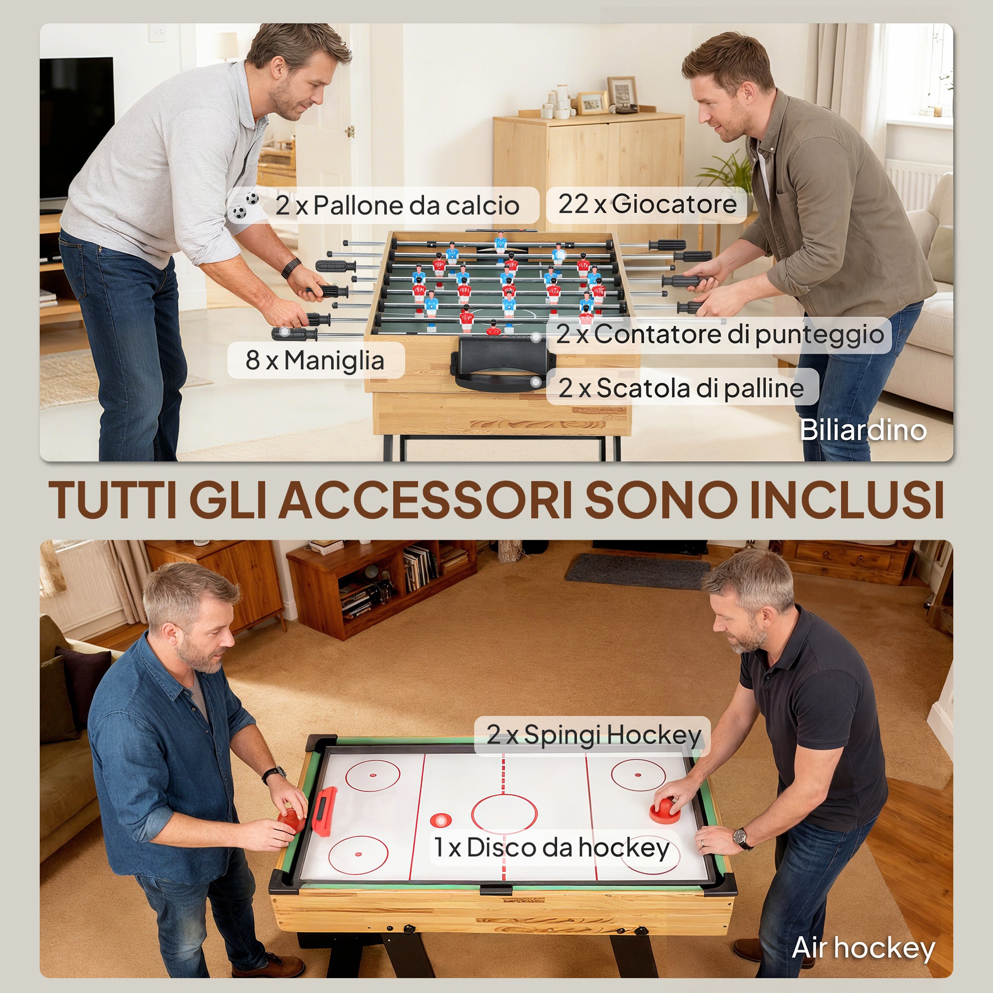 SPORTNOW 13-in-1 Folding Game Table with Foosball, Ping Pong, Hockey, Billiards, Chess and More, Walnut