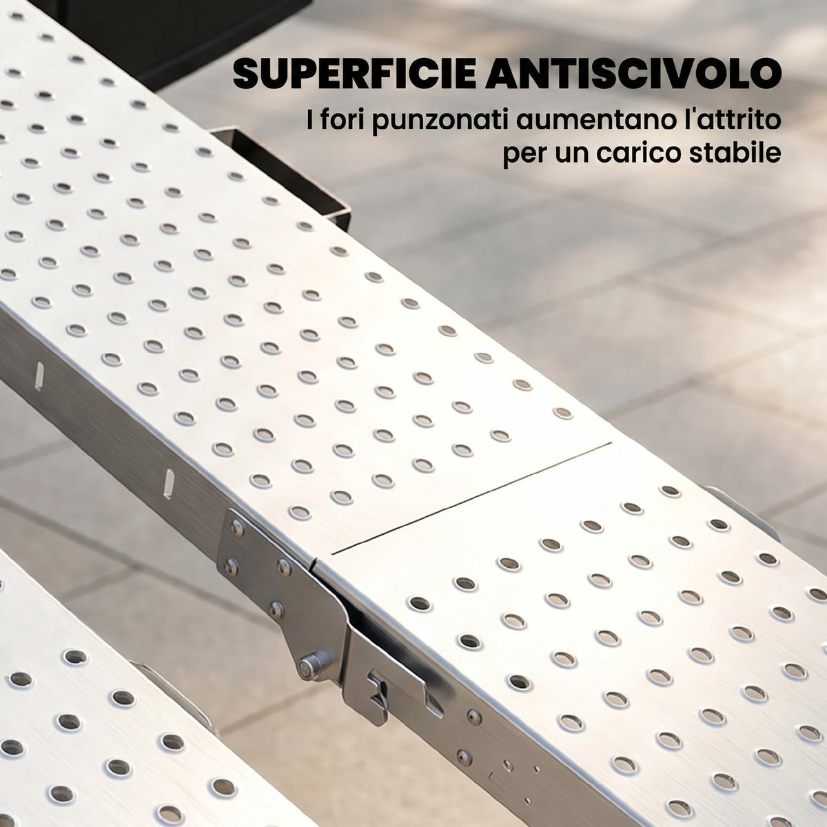 HOMCOM Set of 2 Folding Loading Ramps, 400 kg, for Motorcycles/ATVs/Trailers/Pick-ups, 180 x 25.5 cm, Silver