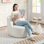 Ergonomic Backrest Lounge Chair in Sherpa Fabric and Foam, 73x82x71 cm, Cream White