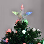 150cm Artificial Christmas Tree with 170 LED Lights and Fiber Optic Lights, Christmas Tree with Built-in Lights and 170 Branches and Foldable Metal Base, Green