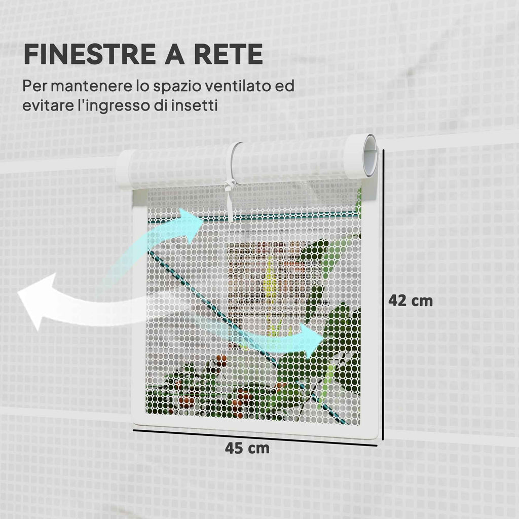 Outsunny 2.5x2x2m Steel Frame Tunnel Greenhouse with 4 PE Windows, White