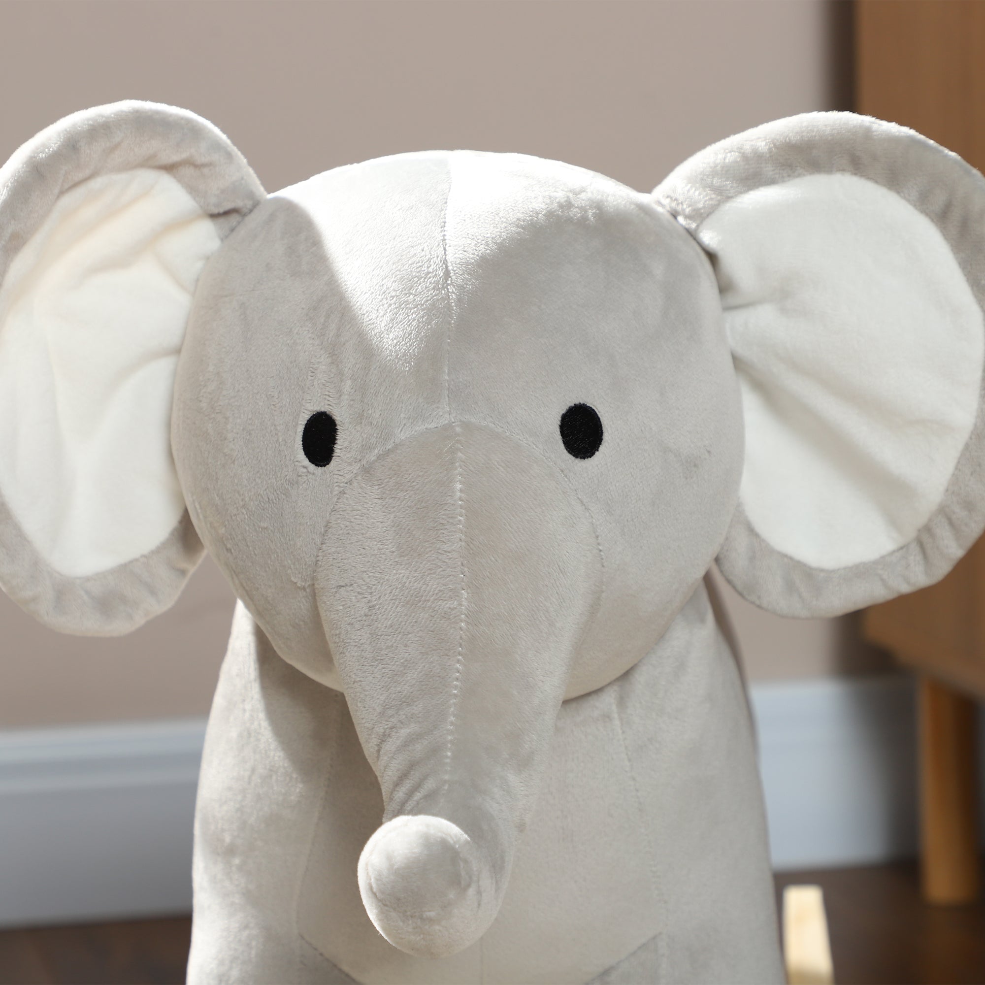 Elephant Rocking Horse for Children Ages 2-4 with Sounds and Soft Cover, Grey