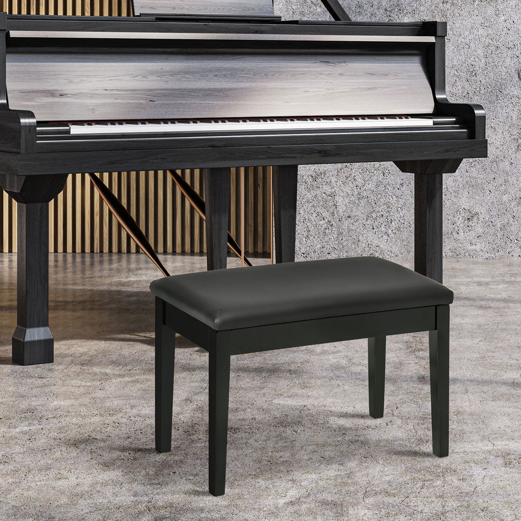 Piano Stool with Storage Compartment in Wood and PU Faux Leather, 75x35x49cm, Black