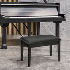 Piano Stool with Storage Compartment in Wood and PU Faux Leather, 75x35x49cm, Black