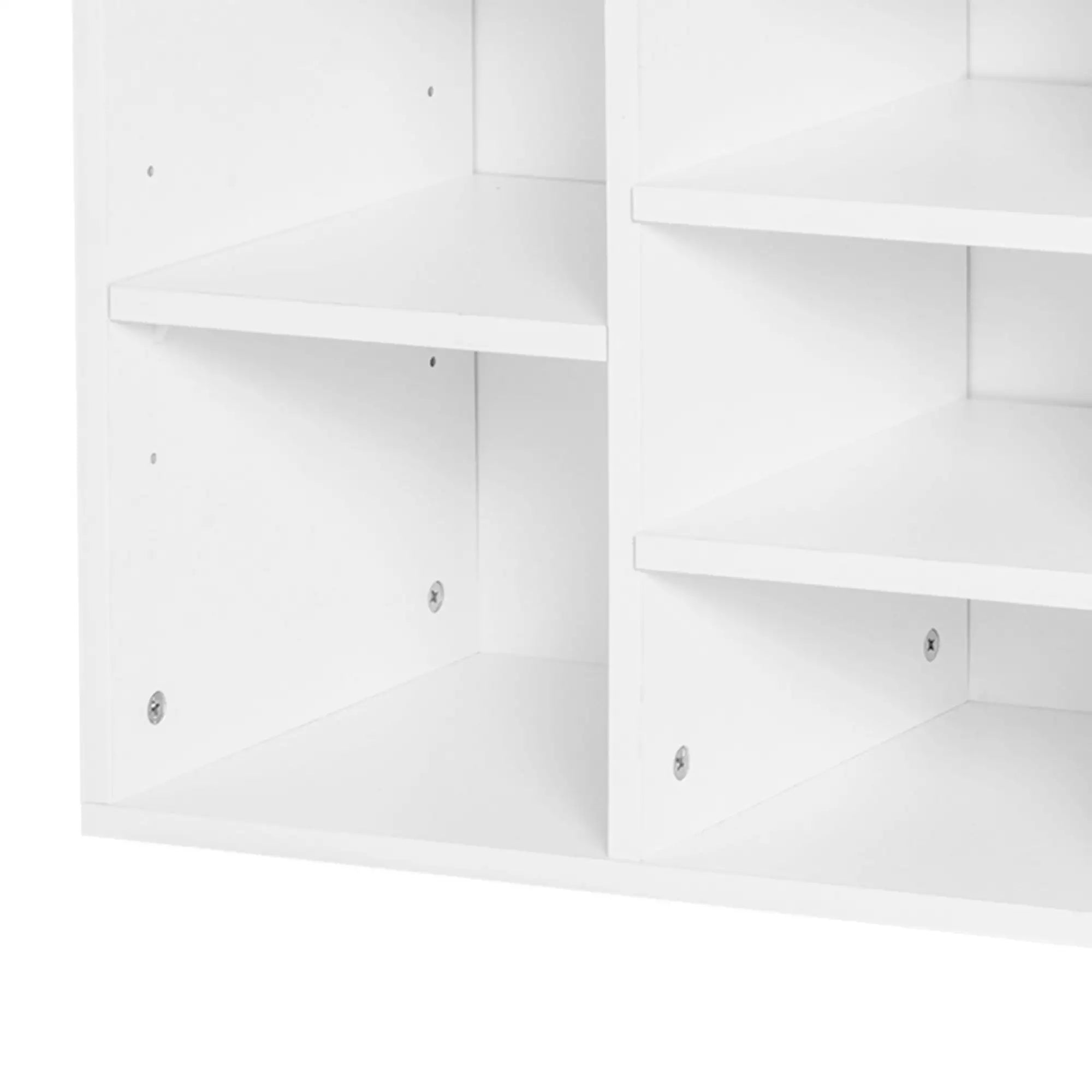 Shoe Rack Bench 8-10 Pairs of Shoes Adjustable Shelves, Wood, White, 104 x 30 x 48 cm