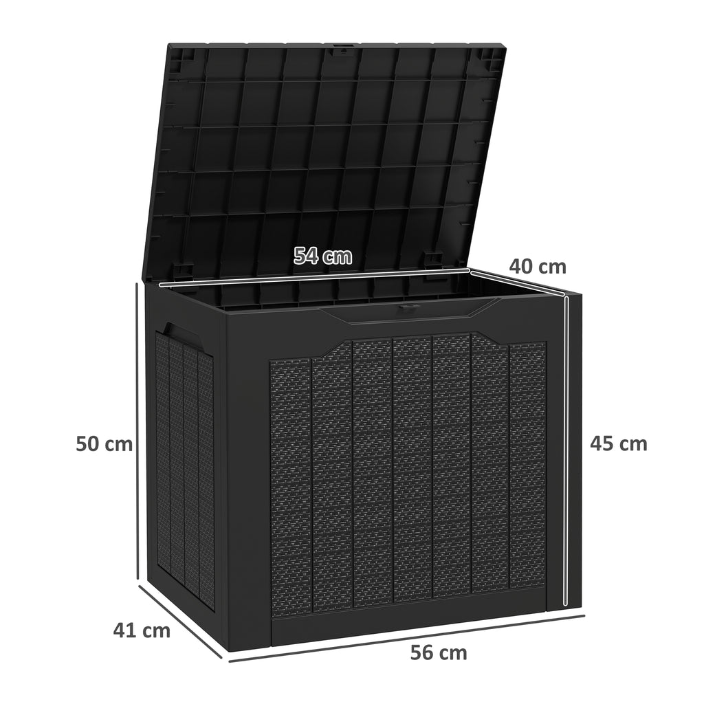 Garden Chest with Handles, Waterproof Tool Container, 56x41x50 cm, Black