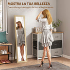 HOMCOM Vertical Wall or Floor Mirror with MDF Frame, 37x40x155 cm, Oak and Transparent