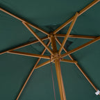 2.5x2.3m 6-Ribbed Garden Umbrella, Wood and Polyester, Dark Green - Borge' Group Limited