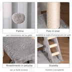 Multi-Level Cat Scratching Post with Kennel, Ladder, and Sisal Ropes, Light Grey, 50x40x120cm 4.5