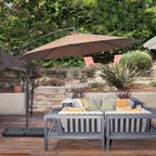 Decentralized Umbrella with 6 Ribs with Crank and Cross Base, in Metal and Polyester, Ø292x247 cm, Coffee