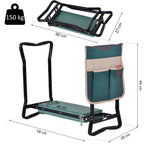 2 in 1 Folding Garden Kneeler Bench with EVA Cushions and Storage Bag, Green and Black