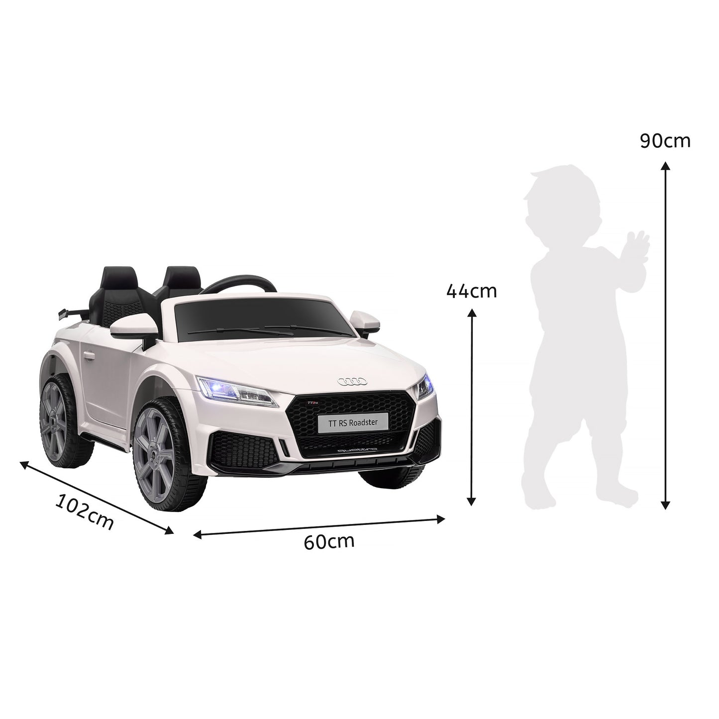 Electric Ride-On Car for Kids 3-5 Years AUDI TT with Remote Control, Opening Doors and LED Headlights, White