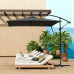 Outsunny Adjustable Cantilever Umbrella with Cross Base and Crank Handle, in Steel and Polyester, 247x247x256, Dark Grey