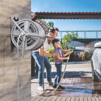 Wall Mounted and Freestanding Garden Hose Reel for 40m Hose with Crank Handle, Grey