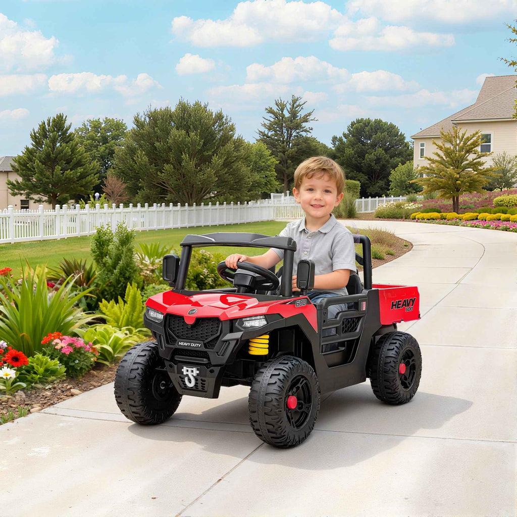 AIYAPLAY 12V Electric Ride-On Toy Car for Kids with Remote Control, Suspension, Trunk, and Music, Ages 3-8, Red