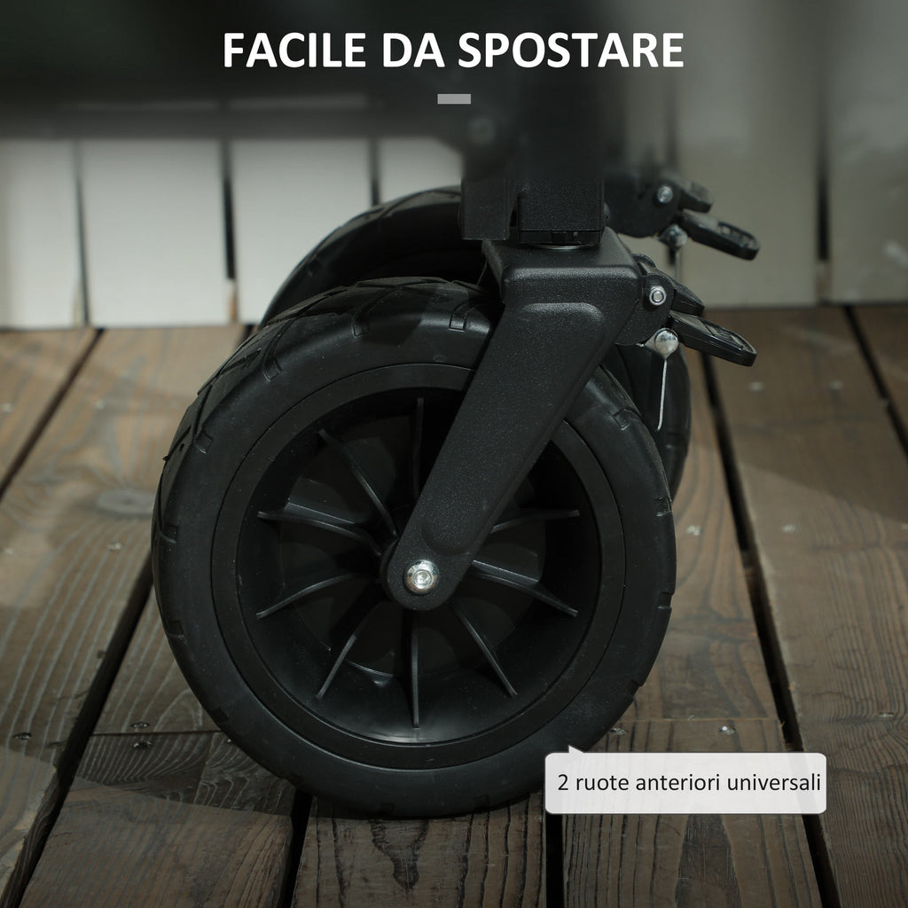 95L Folding Garden Trolley with Opening Panel, in Steel and Polyester, 125x48x78-102 cm, Green