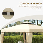 Replacement Canopy for Garden Gazebo 3x3m with 2-Tier Roof in Beige Polyester