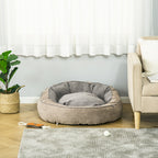 Padded Dog Bed with Cushion and Raised Edges, Fabric Cover, 85x85x35cm, Grey