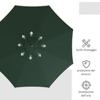 Garden Umbrella with Double Canopy, in Bamboo and Polyester, Ø325x250 cm, Green