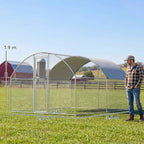 PawHut Outdoor Chicken Coop with Waterproof Roof and Lock, Galvanized Steel, 2.8 x 3.4 x 1.9 m, Silver