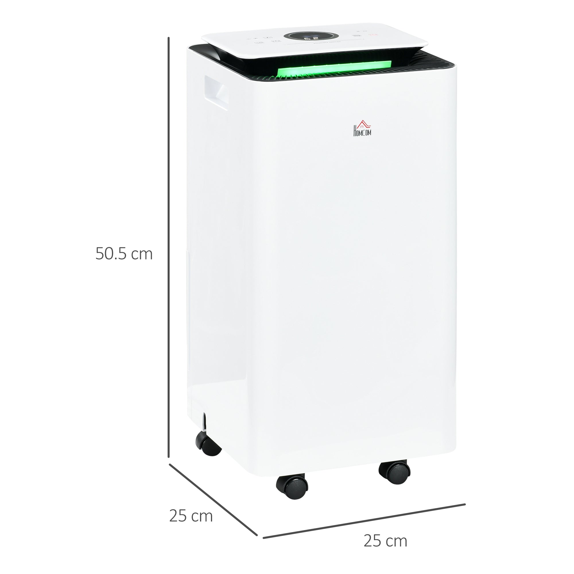 10L Portable Dehumidifier with 5 Modes, 2 Speeds, 24h Timer and Wheels, 25x25x50.5cm, White