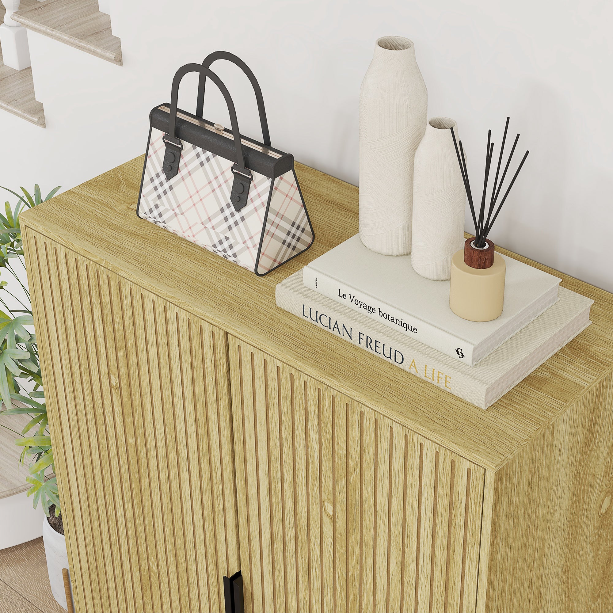 Space-Saving Shoe Rack for 15 Pairs of Shoes with 4 Adjustable Shelves, 80x38x110cm, Oak