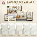 3-Seater Modular Corner Sofa in Breathable Leather-Effect Fabric with Storage, Footrest, Cushions, Cream