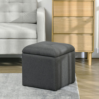 HOMCOM Storage Pouf Padded in Soft Teddy Fabric for Living Room and Bedroom, 39x39x39cm, Gray