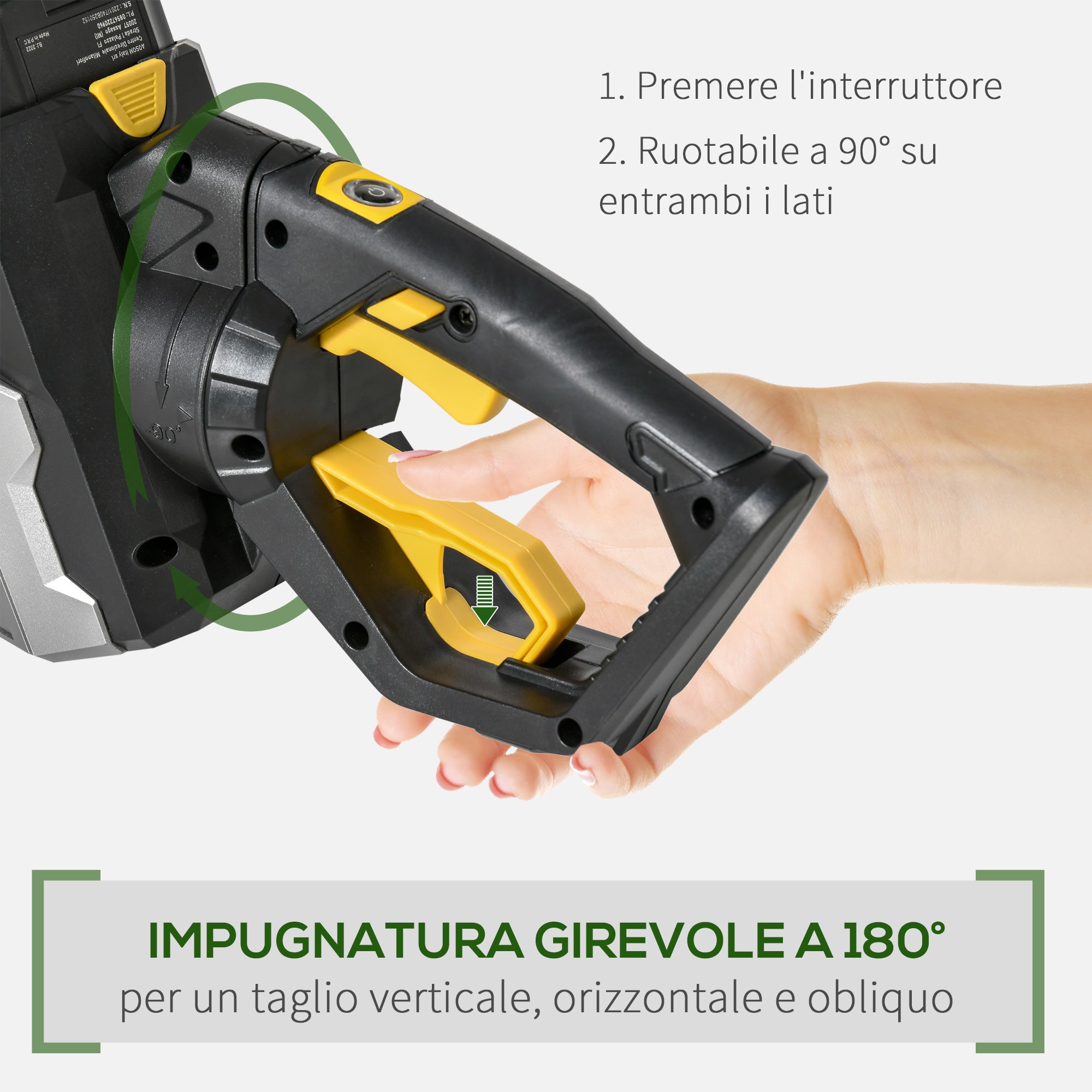 Battery-Powered Electric Hedge Trimmer with 180° Adjustable Ergonomic Handle and 52cm Blade