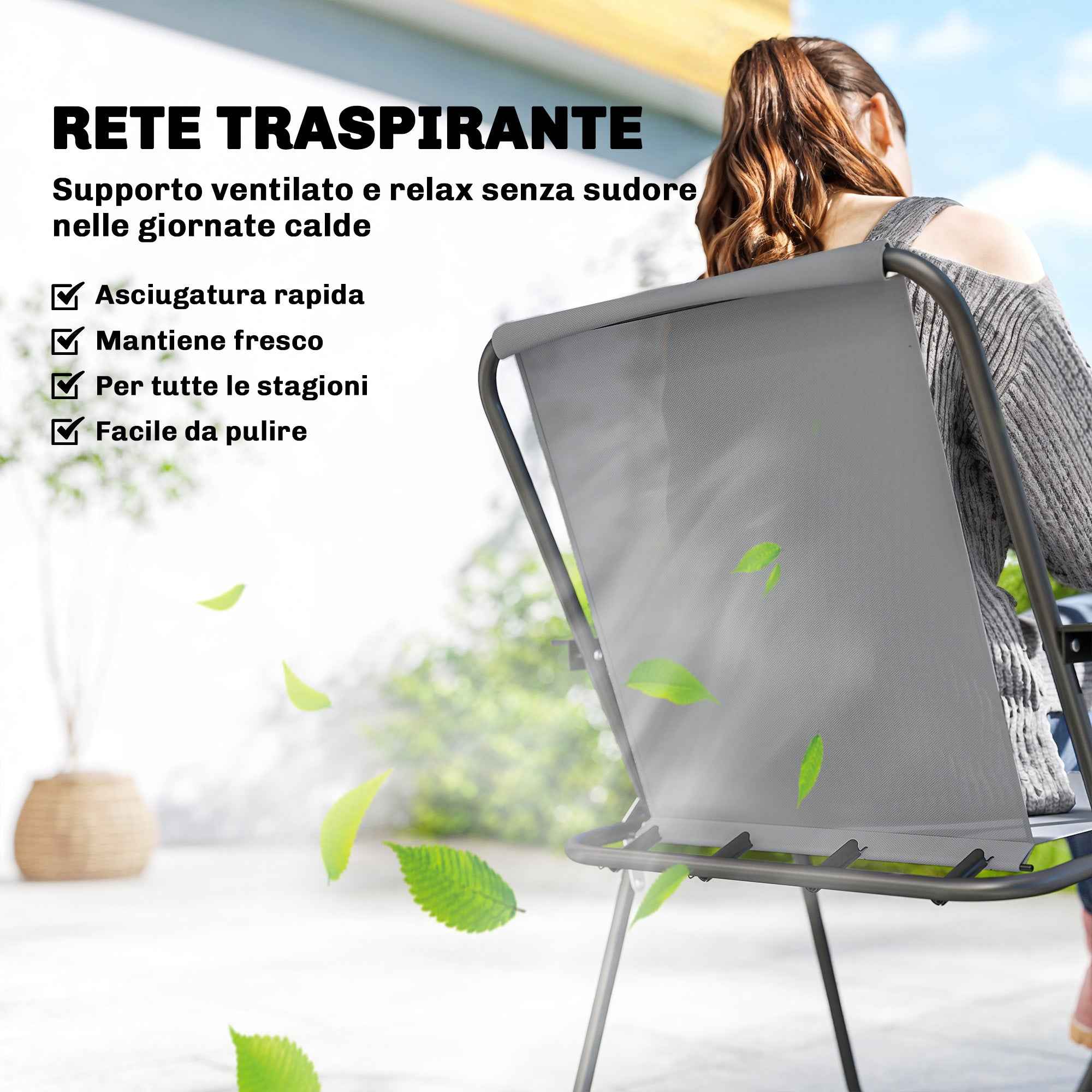 Outsunny 8-Piece Garden Set with Umbrella, 6 Folding Chairs and Tempered Glass Outdoor Table, Grey