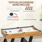 SPORTNOW 13-in-1 Folding Game Table with Foosball, Ping Pong, Hockey, Billiards, Chess and More, Walnut