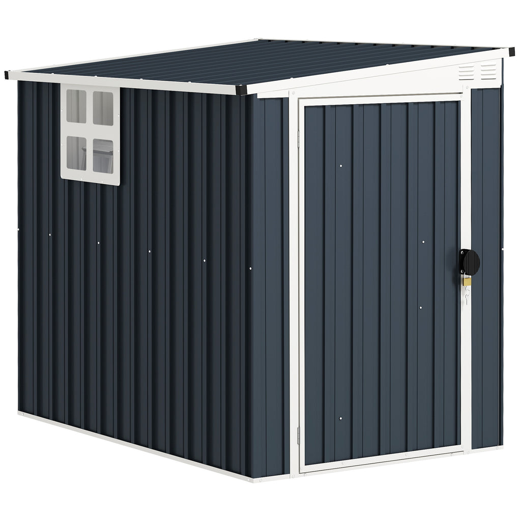 Steel Garden Shed 1.2x1.9 m with Lockable Door and Air Vents, Dark Gray