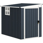 Steel Garden Shed 1.2x1.9 m with Lockable Door and Air Vents, Dark Gray
