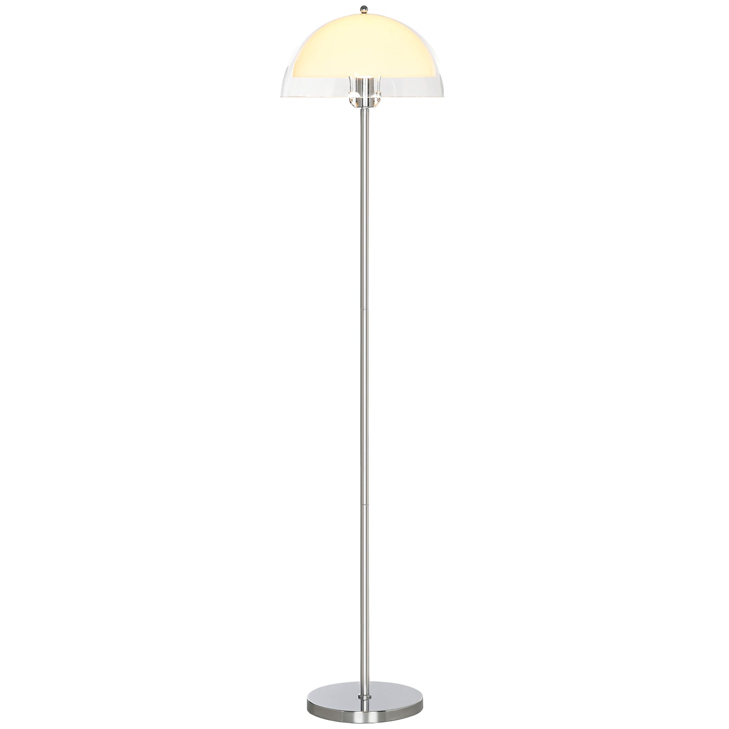 Modern Floor Lamp with Double Layer Lampshade, Metal and Acrylic, Ø35x150 cm, White