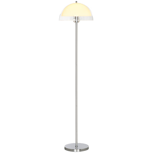 Modern Floor Lamp with Double Layer Lampshade, Metal and Acrylic, Ø35x150 cm, White