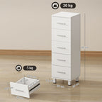 5-Drawer Chest of Drawers for Bedroom and Living Room, FSC Wood, 30x30x95 cm, White