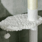 Ceiling Cat Tree with Adjustable Height and Cotton Scratching Posts, 48x32x225-255 cm, White