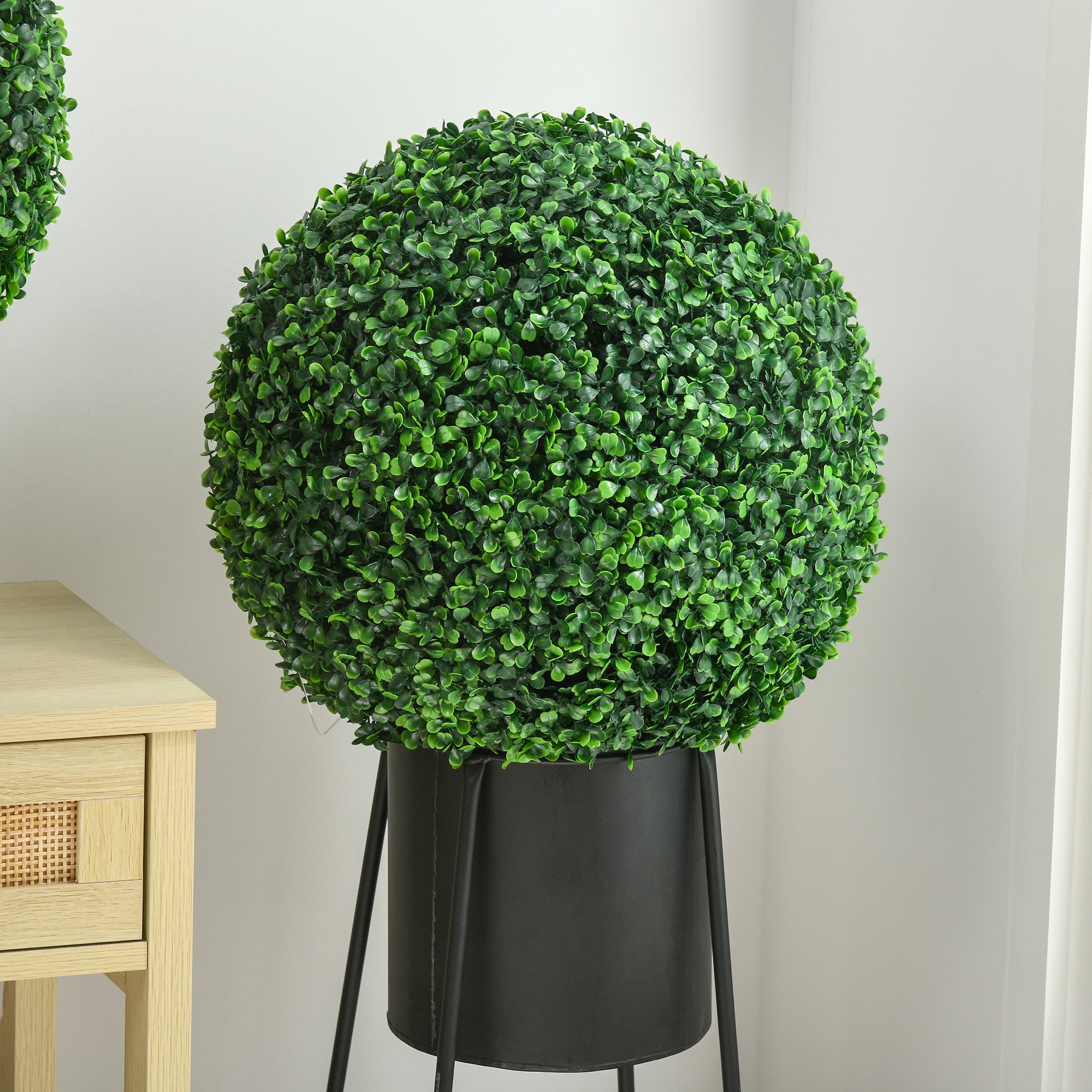 Set of 2 Artificial Boxwood Sphere Plants Ø40cm, Indoor and Outdoor Decoration, Green