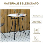 Round Garden Table Ø60cm in Metal and Mosaic, Outdoor and Indoor Furniture, Red