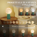Moon-Shaped Table Lamp with 3 Colors and 10 Brightness Levels, ABS, Ø15x28 cm, White and Dark Green