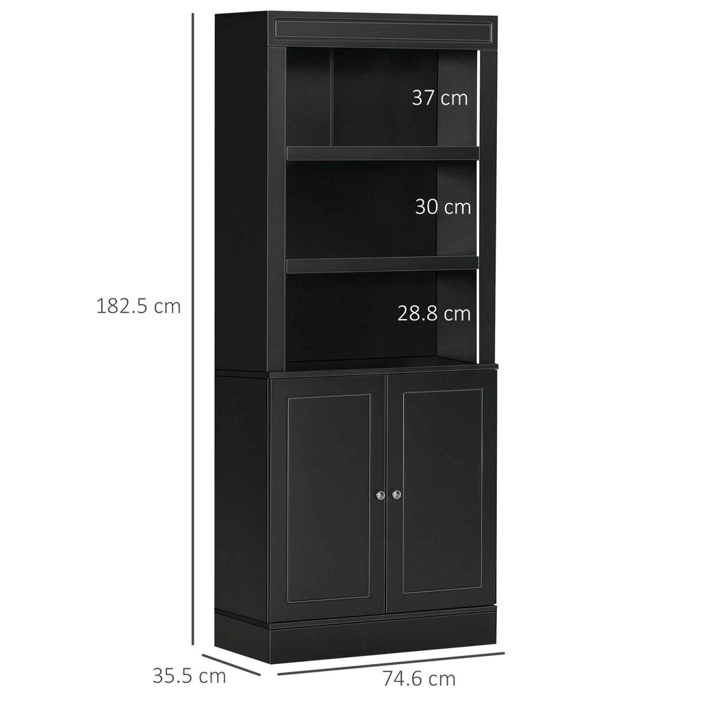 HOMCOM Wooden Kitchen Sideboard with Shelves and 2-Door Cabinet with Adjustable Shelves, 74.6x35.5x182.5cm